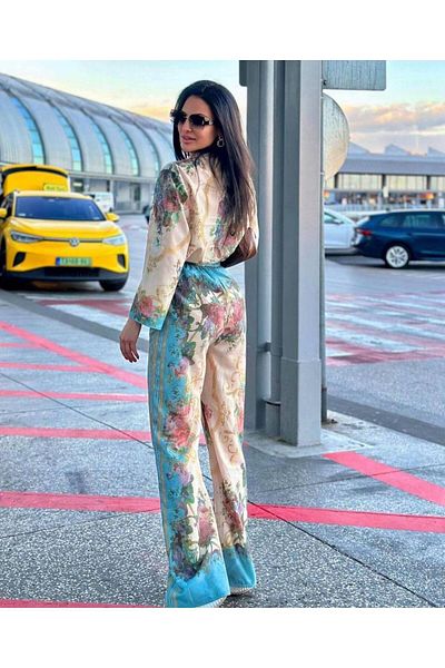 Julidress Floral Pattern Shirt Pants Bottom Top Premium Linen Set