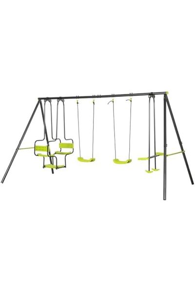 ALBADER Metal Swing Set With 4 Swing Games Group, Outdoor Swings For Kids, Heavy-Duty Playsets