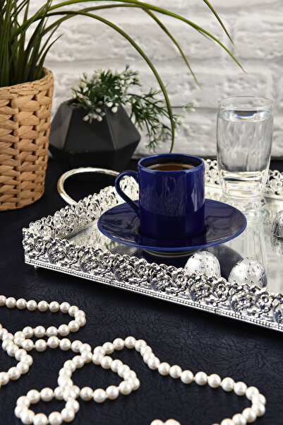 HELVACIOĞLU AKSESUAR Aynalı Kulplu Kahve , Çay , Çikolata Sunum Tepsisi 25x37 Cm