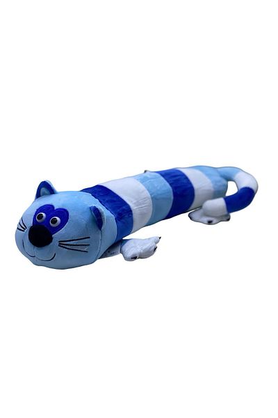 JPT Cylindrical plush cat, 50 cm, blue with stripes