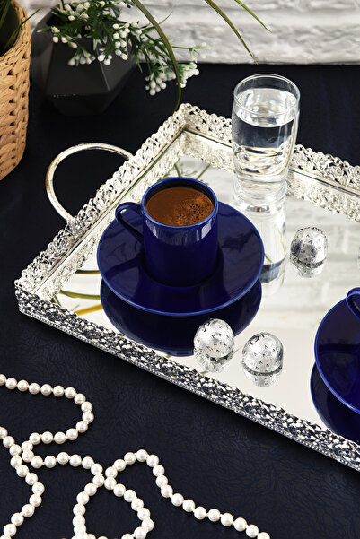 HELVACIOĞLU AKSESUAR Aynalı Kulplu Kahve , Çay , Çikolata Sunum Tepsisi 25x37 Cm