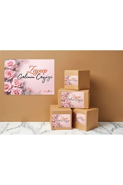 Kentsoylu Dower Parcel Bundle Tag for Bride Name Custom Design - A4 Size- 10 Pack Self Adhesive