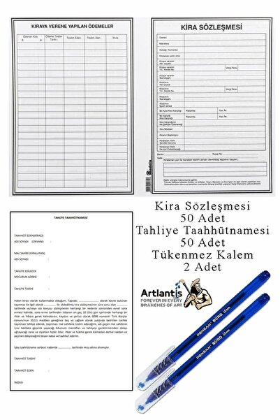 Artlantis Kira Sözleşmesi ve Tahliye Tahütnamesi 50 Adet Tükenmez Kalem Kira ...