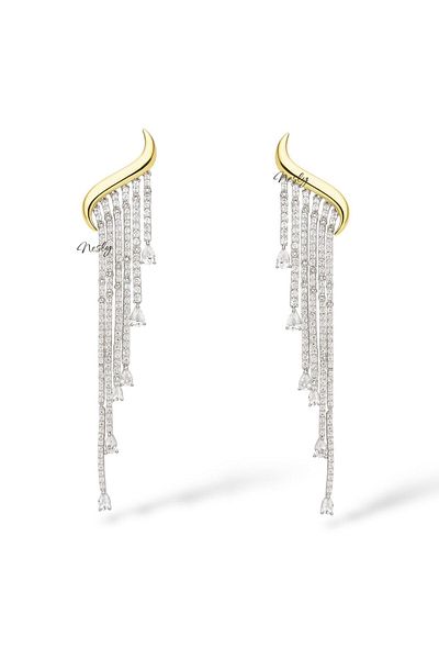 neslyaccessories Flowing Sparkle – 7 cm Double Color Dangle Earrings