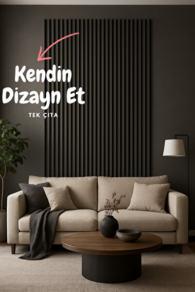 ATS YAPI AKUSTİK Antrasit Kendinden Yapışkanlı Çıta – 12 Adet | 240 cm Uzunlu...