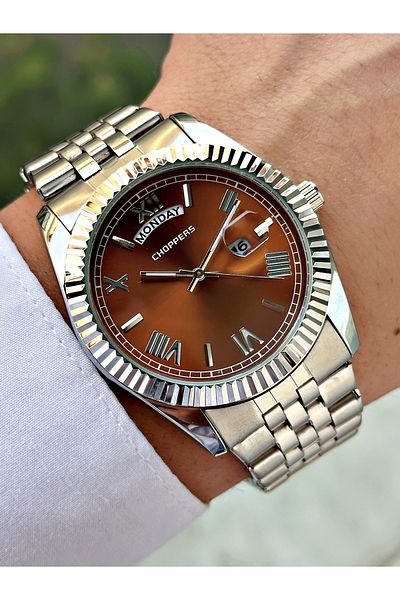 Weluxa Silver Color Calendar Steel Cord Men's Wrist Watch