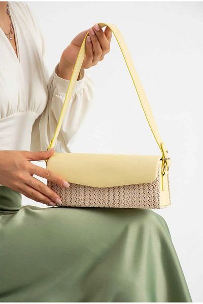 Butik Tacca Flaner Model Straw Women's Hand and Shoulder Bag