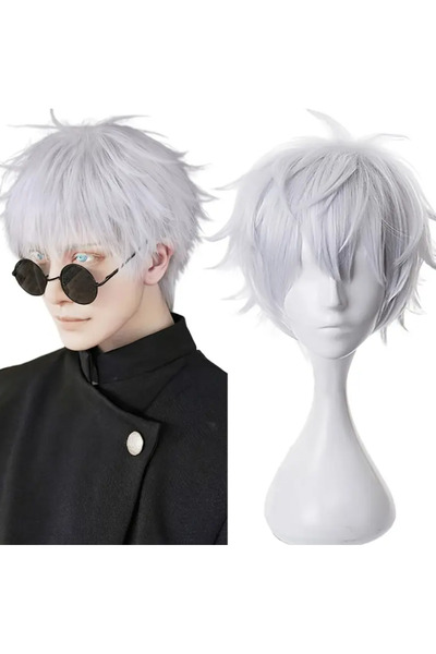 Butic Anime Cosplay Gojo Satoru Peruk Jujutsu Kaisen Beyaz Peruk