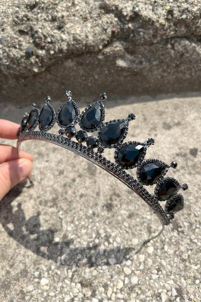 Hobigram Renata Black Bridal Henna Crown Special Occasion Accessory Women's Crown Hair Accessory – Crown, Crystal Stone