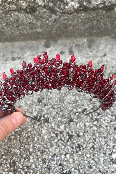 Hobigram Salome Burgundy Bridal Henna Crown High Quality Special Occasion Accessory Women Crown Hair Accessory