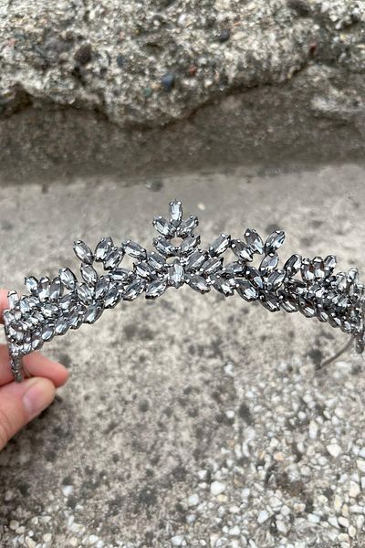 Hobigram Silvana Anthracite Bridal Henna Crown High Quality Special Occasion Accessory Women's Crown Hair Accessory