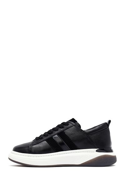 Derimod Men's Black Lace-Up Thick Sole Leather Sneaker 25Sfd688518