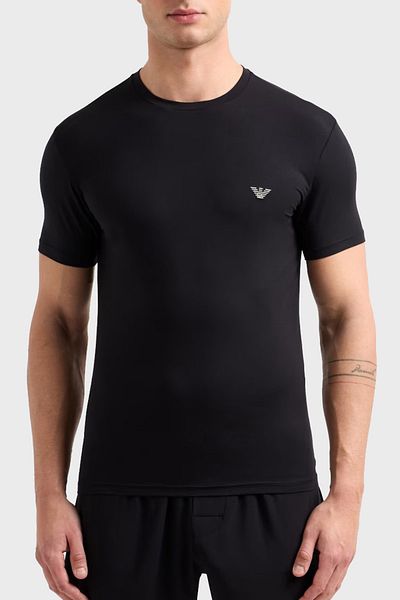 Emporio Armani Tricou Stretch Slim Fit Crew Gât cu logo pentru bărbați EM000379 AF10783 UC001