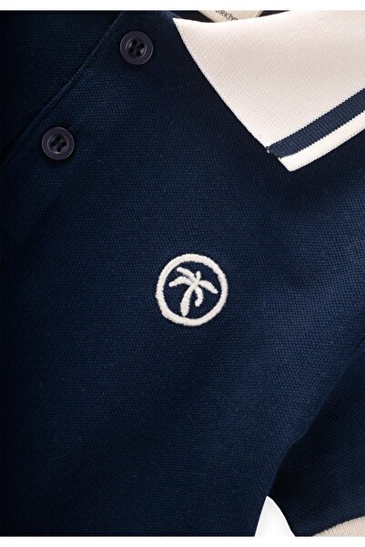 Cigit Polo Neck T-Shirt 2-10 Years Navy Blue