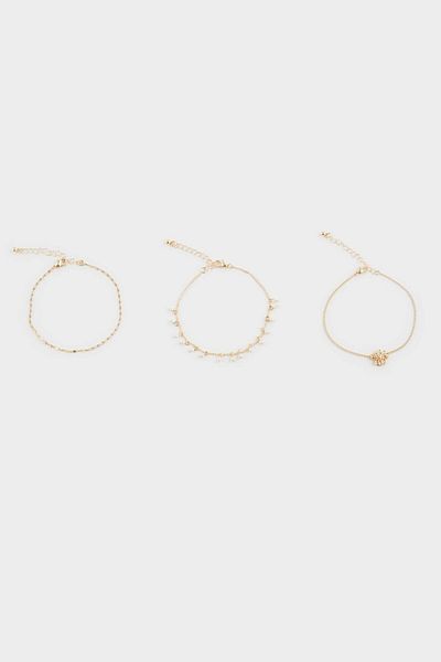 DeFacto Women's 3-Piece Pearl Gold Bracelet F6915Axns