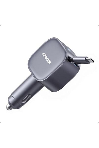 Anker USB-C Car Charger, 75W Max Ultra-Compact Type-C Fast Car Charger with Built-In Retractable Cab