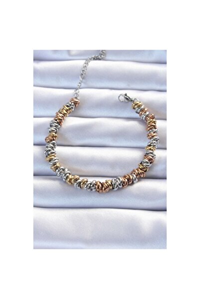 Clariss 316L Steel Mixed Color Interlocking Curved Bracelet
