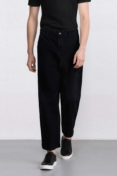 DeFacto 100% Cotton Skater Fit Wide Fit High Waist Wide Leg Black Jean Pants F3926Ax25Sm