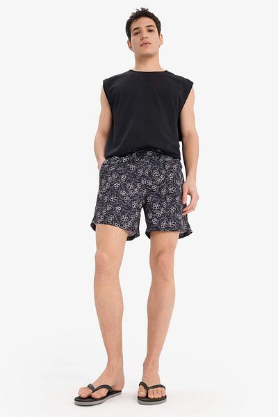 DeFacto Patterned Mesh Lined Short Length Swim Shorts E0951Ax25Hs