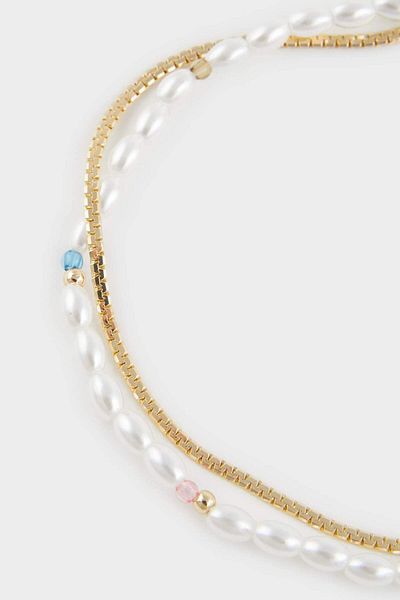 DeFacto Women's 2-Piece Pearl Gold Bracelet F6911Axns