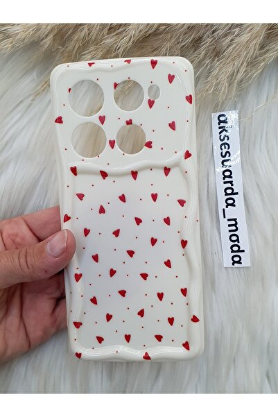 ZB Aksesuarda Moda İNFİNİX NOTE 40 PRO UYUMLU KIRMIZI KALPLER BASKILI DESENLİ...