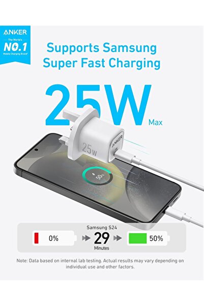 Anker 25W USB C Plug, Supports PPS Fast Charging for iPhone 16/16 Pro/16 Pro Max/15, Samsung Galaxy