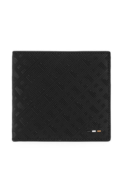 BOSS Erkek Bozuk Para Bölmeli Desenli Deri Siyah Cüzdan 50548832-002