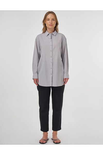 Kayra Relax Fit Cotton Tunic Light Gray