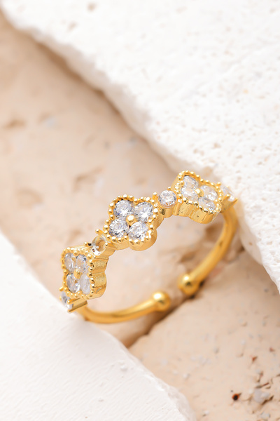 Lucente Jewellery Özel Hediye Kutulu Minimal Çiçek Taşlı Gümüş Altın Kaplama ...