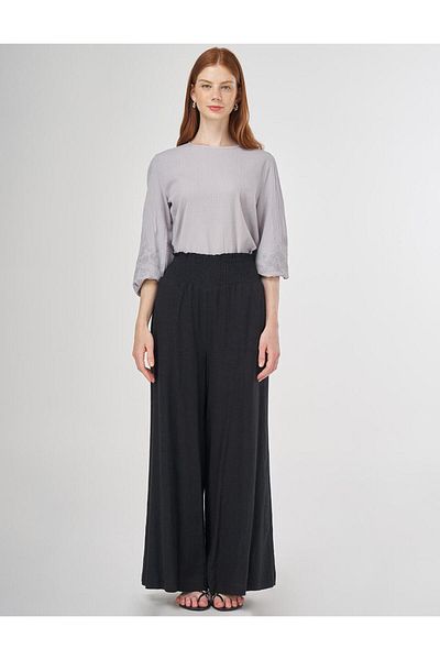 KYR Gipe Stitched Linen Viscose Trousers Black