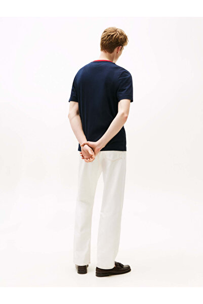 Tommy Hilfiger Erkek Kısa Kol Bisiklet Yaka Tommy Hilfiger Yazı Desen Slim Fit Lacivert T-Shirt MW0MW39361-DW5