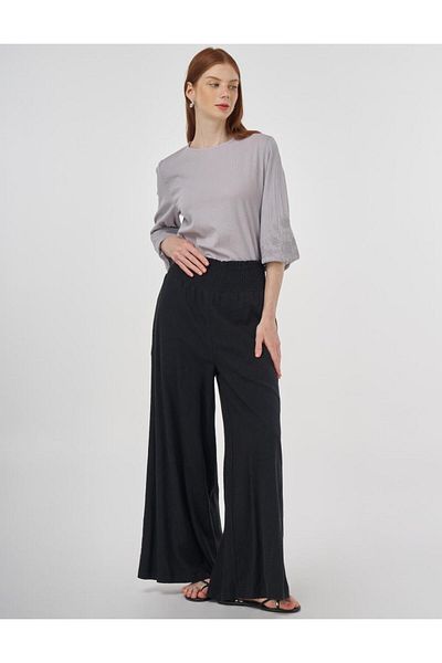 KYR Gipe Stitched Linen Viscose Trousers Black