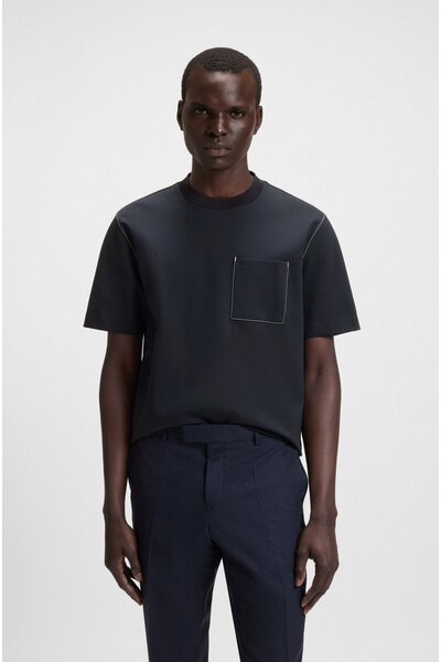 BOSS Erkek Bisiklet Yaka Sol Geniş Cep Detay Kısa Kol Lacivert T-Shirt 505434...