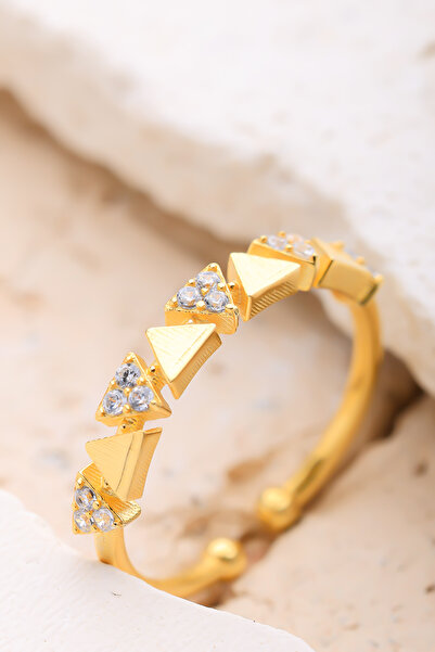 Lucente Jewellery Özel Hediye Kutulu Minimal Üçgen Taşlı Gümüş Altın Kaplama ...