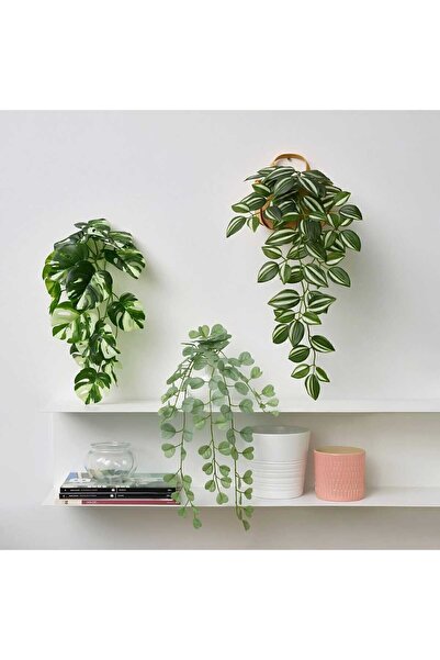 IKEA 3 Parça Yapay Bitki Çiçek Sarkan 52 Cm Yeşil