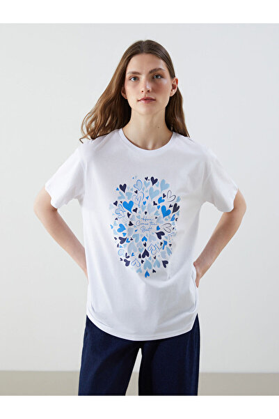 LC Waikiki Νέα σεζόν γυναικείο μπλουζάκι με στάμπα Crew Neck - S5DJ35Z8