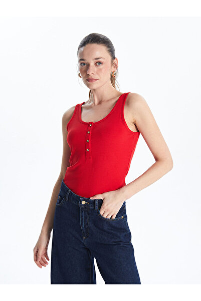 LC Waikiki Peak New Season U-Neck Textured Women's Undershirt