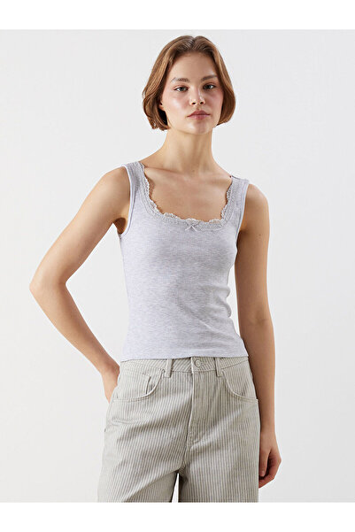 LC Waikiki Vizyon New Season U-Neck Lace Detailed Women's Undershirt