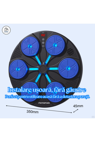 Generic Aparat de box inteligent FOTOFUN® cu Bluetooth, lumini RGB, mănuși negre și închidere cu velcro - albastru