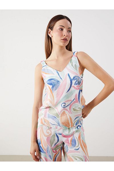 LC Waikiki V-Neck Patterned Women's Blouse