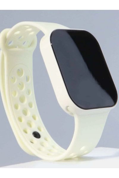 MACON LED Wrist Watch for Unisex with Silicon Strap - White