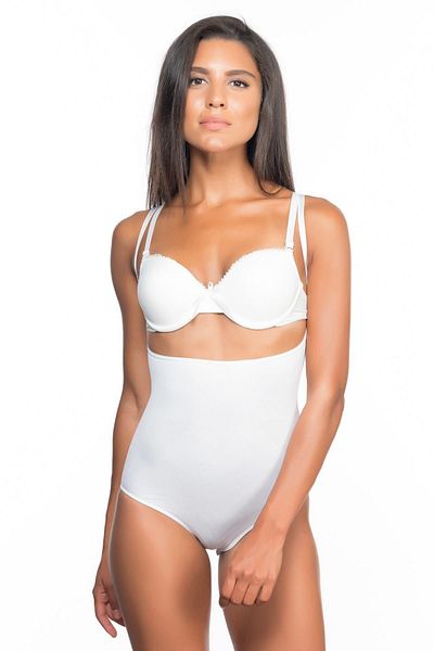 bazaar-turkey all you need White Mi Emay 2073 Open Chest Patterned Body Corset