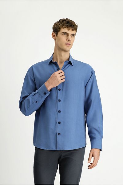 Kiğılı Long Sleeve Oversize Lyocell Blend Shirt