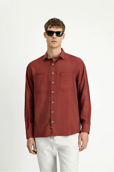 Kiğılı Long Sleeve Oversize Modal Blend Shirt