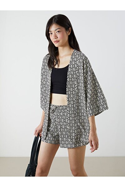 LC Waikiki Shawl Collar Patterned Oversize Women's Kimono