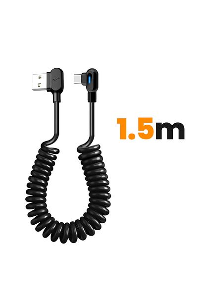 Choice 1.5M 6A Short Spring Data Cable Elbow USB C To Type C Fast Charging Cable For Samsung Huawei Xiaomi