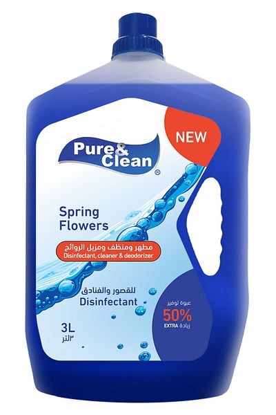 ALKHURAIJI Pure & Clean Floor Disinfectant and Sterilizer for Palaces and Hotels, Spring Blossom Scent, 3L