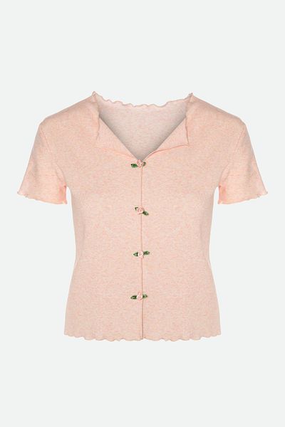 koza iç giyim Women's Cotton 3-Piece Pink Bow Camisole Pajama Set
