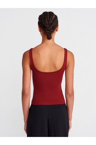 Dilvin 21057 Strap Tank-Open Claret Red
