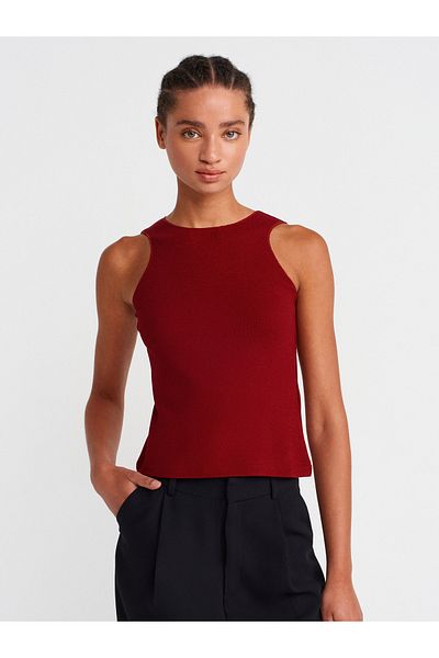 Dilvin 21129 Sleeveless Top-Light Burgundy